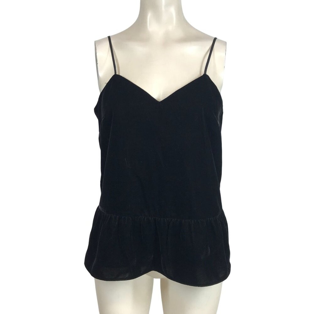 J. CREW - WOMEN'S 4 -BLACK SPAGHETTI STRAP V NECK POLYESTER TANK